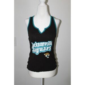 NFL Jacksonville Jaguars Tank Top Womens XS Black Teal New Era Lettuce Edge Hem